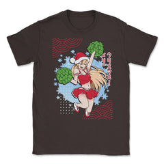 Cheerleader Anime Christmas Santa Girl with Pom Poms Funny product - Brown