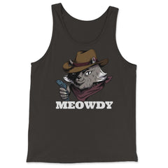 Meowdy Funny Mashup Between Meow and Howdy Cat Meme graphic - Tank Top - Black
