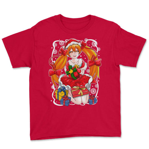 Anime Christmas Santa Anime Girl with Xmas Presents Funny design - Red