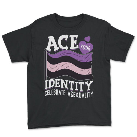 Asexual Ace Your Identity Celebrate Asexuality print Youth Tee - Black