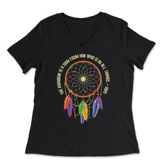 Dreamcatcher Native American Tribal Native Americans print - Women's V-Neck Tee - Black