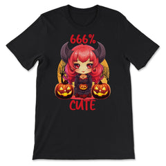 666% Cute Chibi Girl Devil Halloween product - Premium Unisex T-Shirt - Black