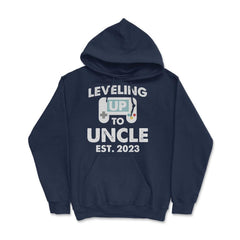Funny Gamer Uncle Leveling Up To Uncle Est 2023 Gaming graphic Hoodie - Navy