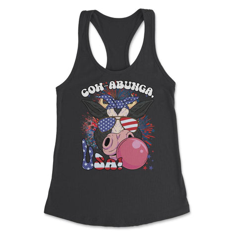 4th of July Cow-abunga, USA! Funny Patriotic Cow design Women's - Black