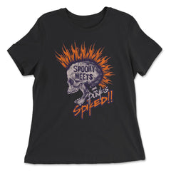 Spooky Meets Spiked Punk Skeleton with Fire Hair design - Women's Relaxed Tee - Black