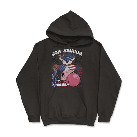 4th of July Cow-abunga, USA! Funny Patriotic Cow design Hoodie - Black