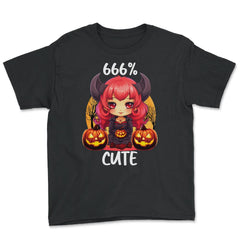 666% Cute Chibi Girl Devil Halloween design - Youth Tee - Black