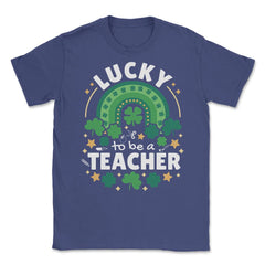 Lucky To Be a Teacher St Patrick’s Day Boho Rainbow print Unisex - Purple