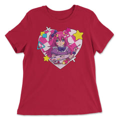 Harajuku Street Fashion Painter Heart Anime Girl graphic - Women's Relaxed Tee - Red