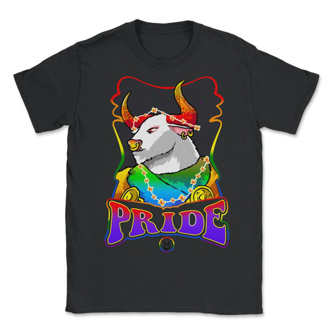 Gay Zodiac LGBTQ Zodiac Sign Taurus Rainbow Pride graphic - Unisex T-Shirt - Black