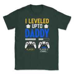 Funny Dad Leveled Up to Daddy Gamer Soon To Be Daddy graphic Unisex - Forest Green