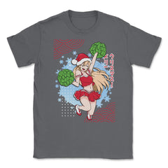 Cheerleader Anime Christmas Santa Girl with Pom Poms Funny product - Smoke Grey