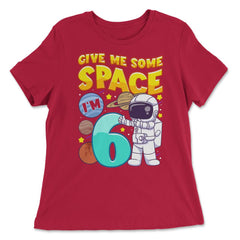 Science Birthday Astronaut & Planets Science 6th Birthday print - Women's Relaxed Tee - Red