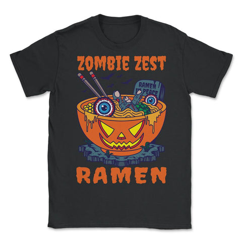 Zombie Zest Ramen Bowl Halloween Noodle Print product - Unisex T-Shirt - Black