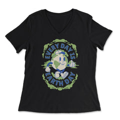 Every day is Earth Planet Day Retro 70’s Vintage product - Women's V-Neck Tee - Black