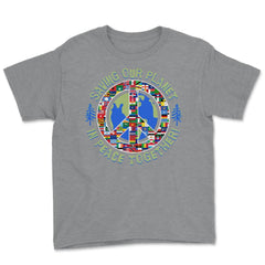 Saving Our Planet in Peace Together! Earth Day product Youth Tee - Grey Heather