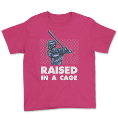 Funny Baseball Batter Hitter Raised In A Cage Sporty Humor print - Heliconia