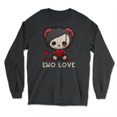 Chibi Emo Gothic Love Japanese Sad Anime Boy Emo Love print - Long Sleeve T-Shirt - Black