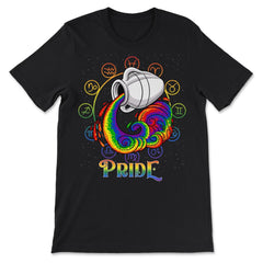 Gay Zodiac LGBTQ Zodiac Sign Aquarius Rainbow Pride print - Premium Unisex T-Shirt - Black