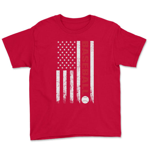 Baseball Distressed American Flag USA Coach-Athlete Sport graphic - Red