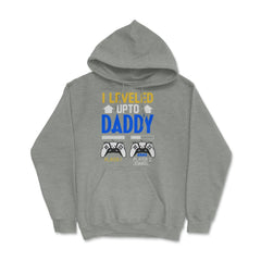 Funny Dad Leveled Up to Daddy Gamer Soon To Be Daddy graphic Hoodie - Grey Heather