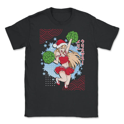 Cheerleader Anime Christmas Santa Girl with Pom Poms Funny product - Black