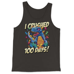 I Crushed 100 Days of School T-Rex Dinosaur Costume graphic - Tank Top - Black