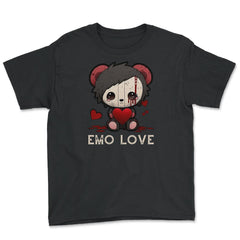 Chibi Emo Gothic Love Japanese Sad Anime Boy Emo Love print - Youth Tee - Black