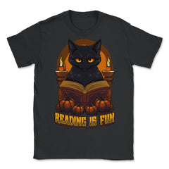 Gothic Black Cat Reading Witchcraft Book Dark & Edgy product - Unisex T-Shirt - Black