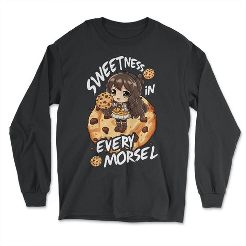 Anime Dessert Chibi with Chocolate Chips Cookies Graphic graphic - Long Sleeve T-Shirt - Black