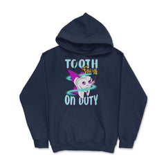Tooth Fairy on Duty Funny Tooth with Magic Wand & Wings design - Hoodie - Navy