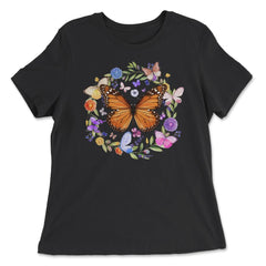Pollinator Butterflies & Flowers Cottage core Aesthetic product - Women's Relaxed Tee - Black