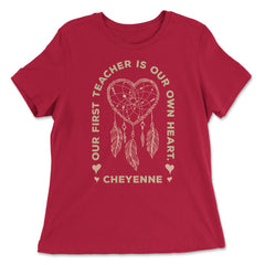 Peacock Feathers Dreamcatcher Heart Native Americans graphic - Women's Relaxed Tee - Red