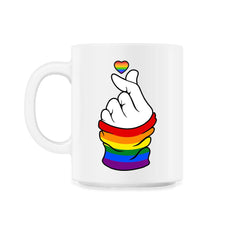Gay Pride Flag K-Pop Love Hand Gift design 11oz Mug - White