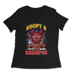 Adopt a Krampus Funny Christmas Devil Meme Krampus print - Women's V-Neck Tee - Black