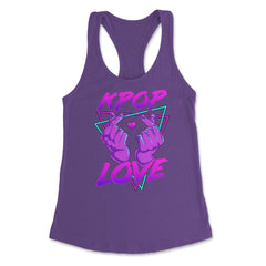 Korean Love Sign K-POP Love Fingers design Women's Racerback Tank - Purple