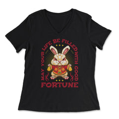 Chinese New Year of the Rabbit Chinese Aesthetic graphic - Women's V-Neck Tee - Black