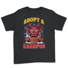 Adopt a Krampus Funny Christmas Devil Meme Krampus print - Youth Tee - Black