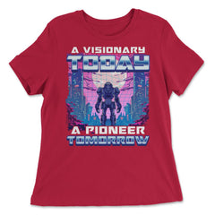 Futuristic Visionary Robot Skyline Buildings Print product - Women's Relaxed Tee - Red
