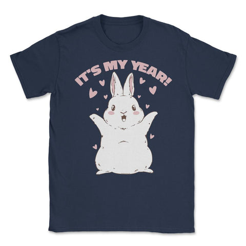 Chinese New Year of the Rabbit Kawaii Happy Bunny print Unisex T-Shirt - Navy