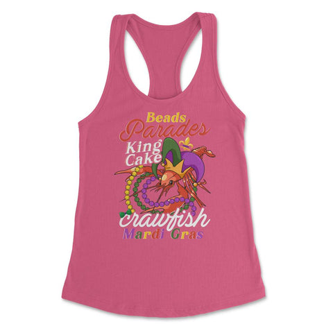 Crawfish With Jester Hat & Bead Necklaces Funny Mardi Gras design