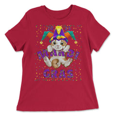 Mardi Gras Cat 2023 Cat Tuesday Cute Kitten with Jester Hat print - Women's Relaxed Tee - Red