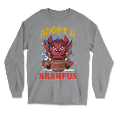 Adopt a Krampus Funny Christmas Devil Meme Krampus print - Long Sleeve T-Shirt - Grey Heather