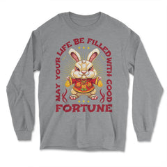 Chinese New Year of the Rabbit Chinese Aesthetic graphic - Long Sleeve T-Shirt - Grey Heather