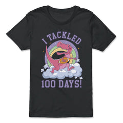 I Tackled 100 Days of School T-Rex Dinosaur Costume graphic - Premium Youth Tee - Black