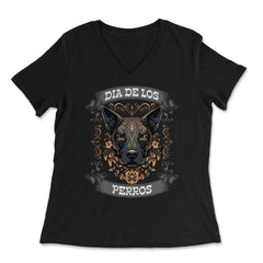 Dia De Los Perros Quote Sugar Skull Dog Lover Graphic product - Women's V-Neck Tee - Black