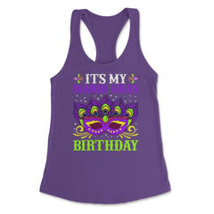 It’s My Mardi Gras Birthday Funny Mardi Gras Mask graphic Women's - Purple