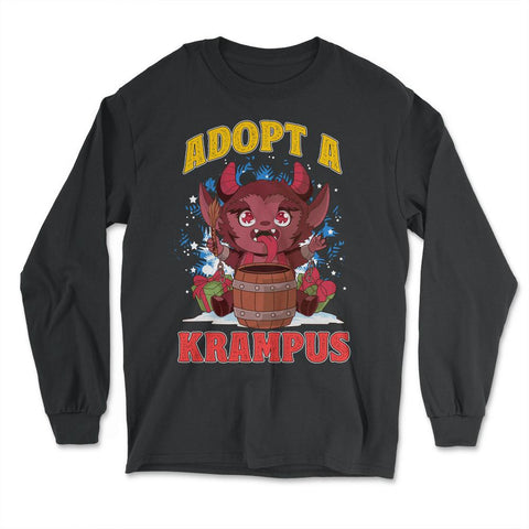 Adopt a Krampus Funny Christmas Devil Meme Krampus print - Long Sleeve T-Shirt - Black