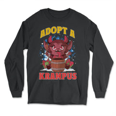 Adopt a Krampus Funny Christmas Devil Meme Krampus print - Long Sleeve T-Shirt - Black