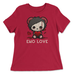 Chibi Emo Gothic Love Japanese Sad Anime Boy Emo Love print - Women's Relaxed Tee - Red